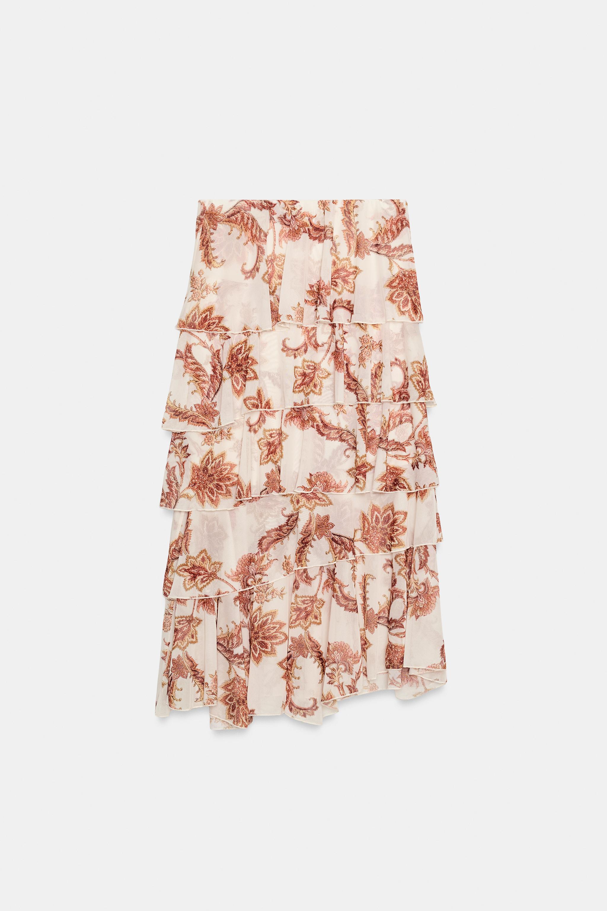 PRINTED RUFFLE SKIRT